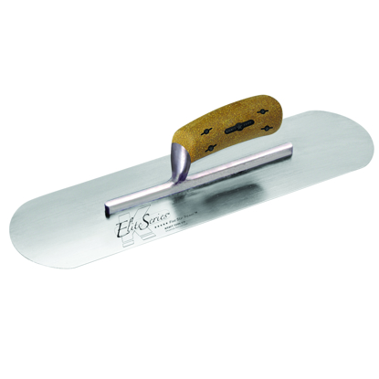 Picture of Elite Series Five Star™ 10" x 3" Carbon Steel Pool Trowel with Cork Handle on a Short Shank