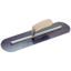 Picture of 12" x 3" Blue Steel Round End Burn Trowel with Camel Back Wood Trowel