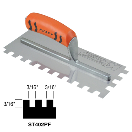 Picture of 3/16" x 3/16" x 3/16" Square-Notch Trowel with ProForm® Handle in Case Cut Box