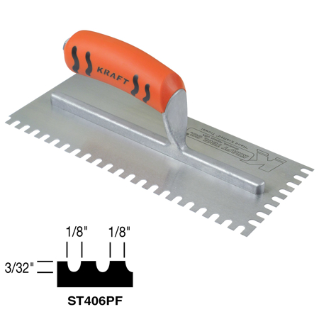 Picture of 1/8" x 3/32" x 1/8" U-Notch Trowel with ProForm® Handle in Case Cut Box