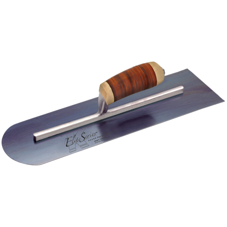 Picture of 16" x 4" Elite Series Five Star™ Blue Steel Round Front/Square Back Trowel with Leather Handle